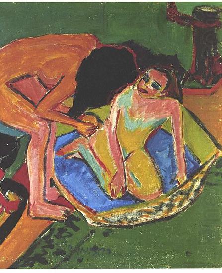 Marcella and Franzi in the atelier, Ernst Ludwig Kirchner